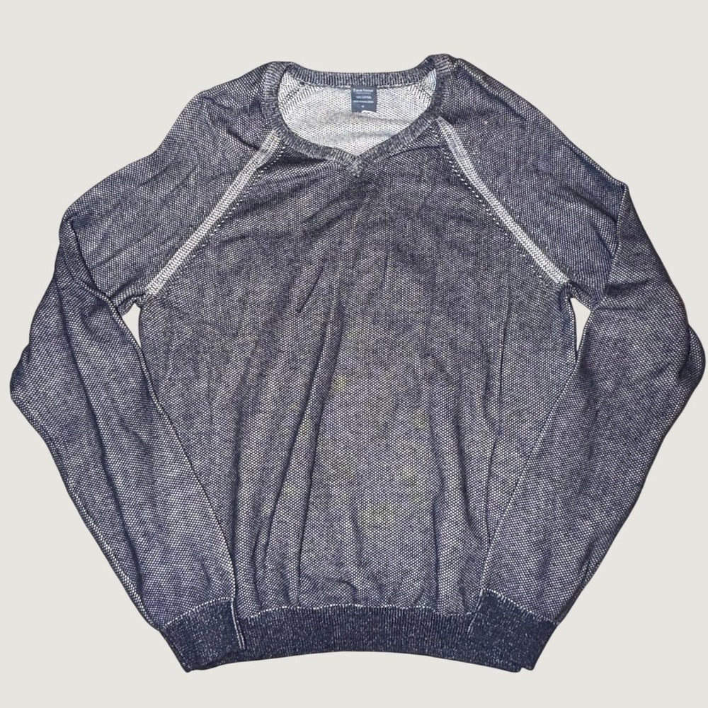 Tailor Vintage Mens Navy Blue Cotton Raglan Micro Knit Sweater Size M SKY146